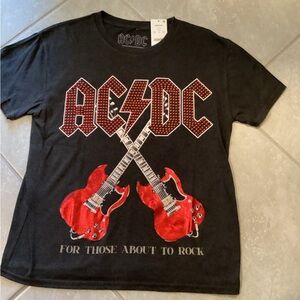 AC/DC Kids Black Tee with Red Electric Guitars